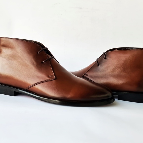 Premium Leather Brown Chukka Boots, Mens Lace-up Ankle Boots, Hand-Stitched Sole main image 5